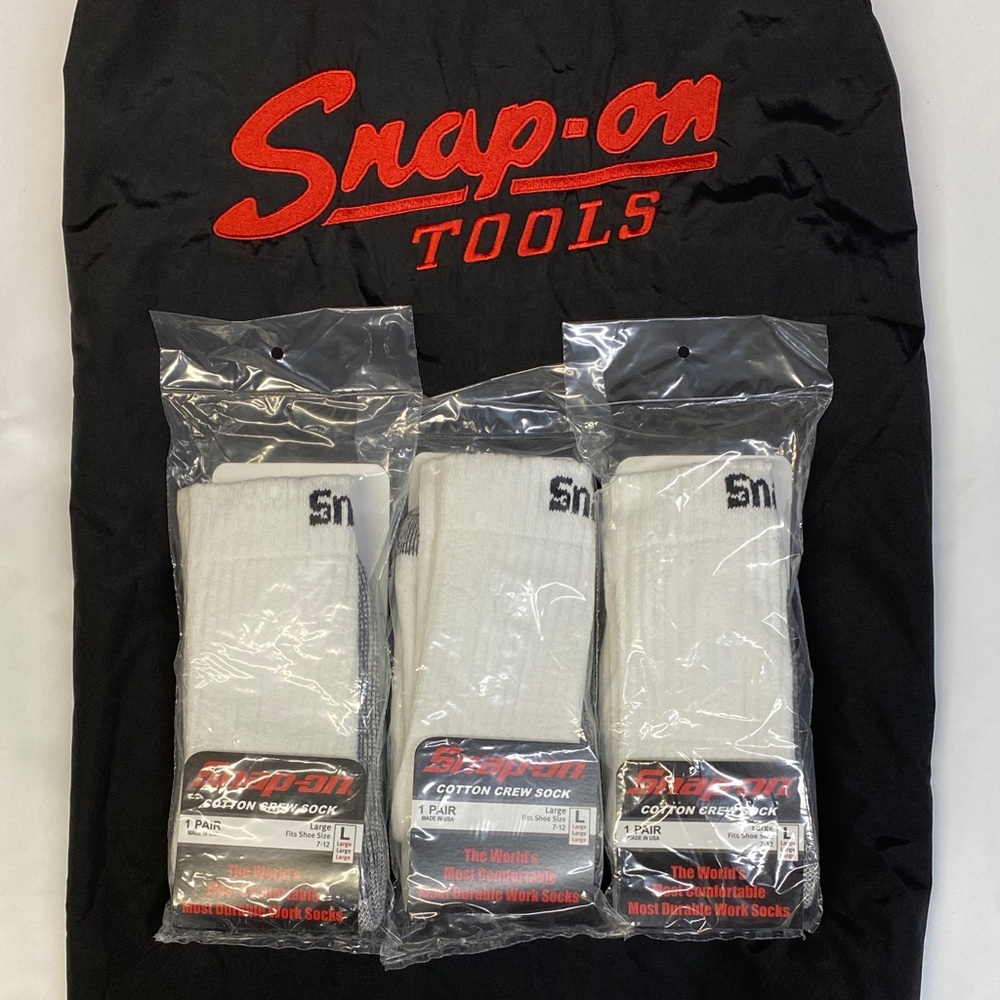 Snap-on Tools White Cotton Crew Socks - Pack of 3